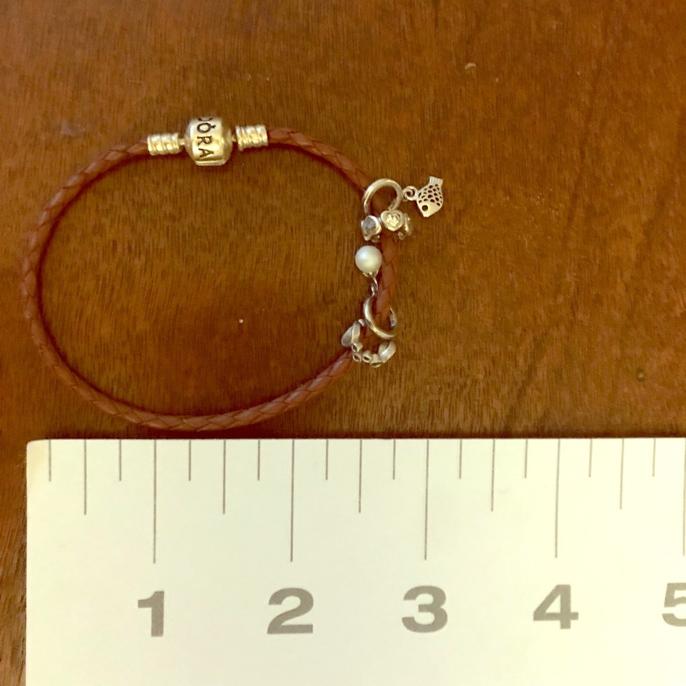 Pandora bracelet with charms.